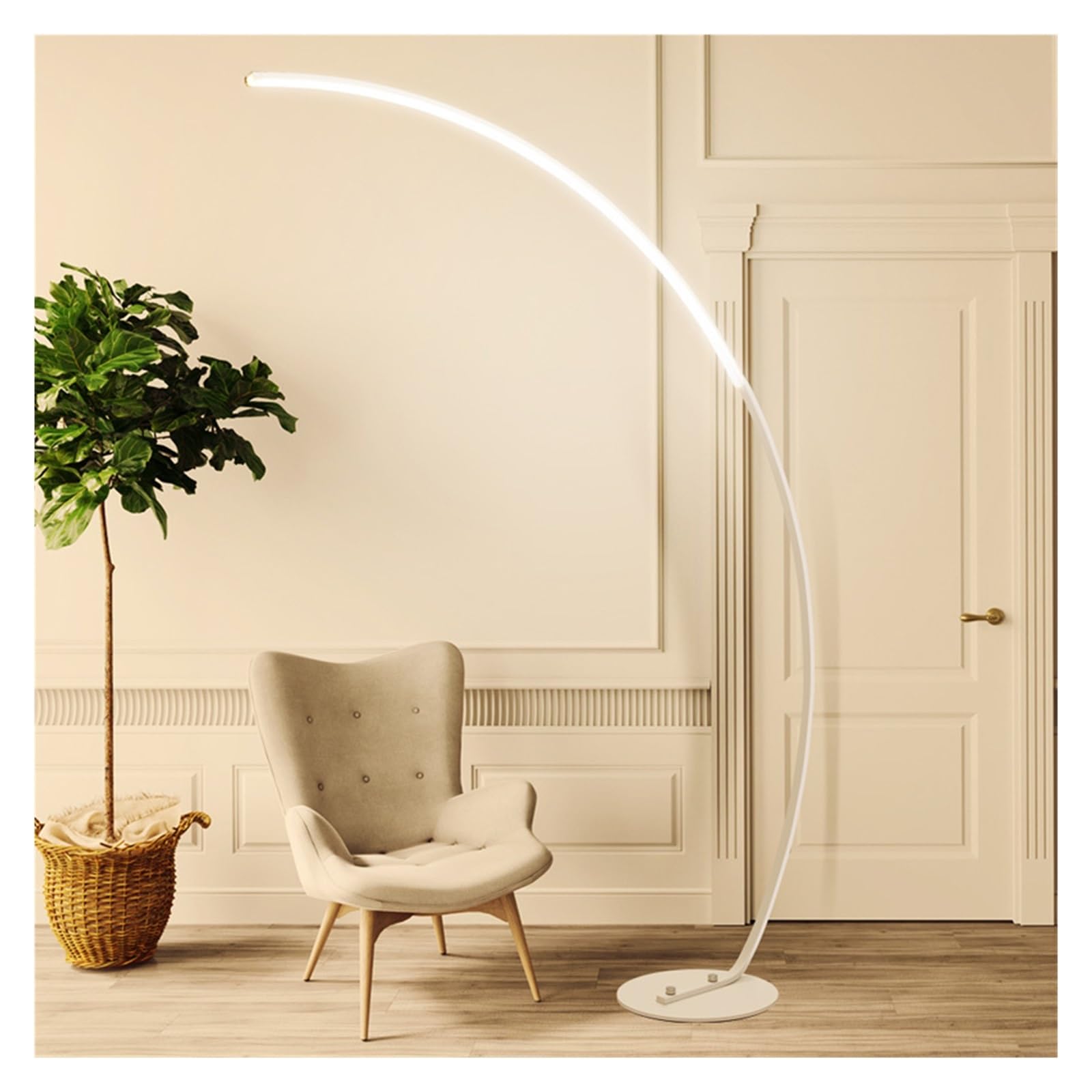 C Lampa Podłogowa Ściemnianie Zdalne Sterowanie Czarna Narożna LED Dekoracja Sypialni Do Salonu Stojąca Miękkie Wystarczające światło(Remote RGB CCT,White with Table)