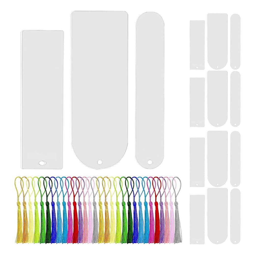 Set di 60 Segnalibri in Acrilico Trasparente, con Nappe Colorate