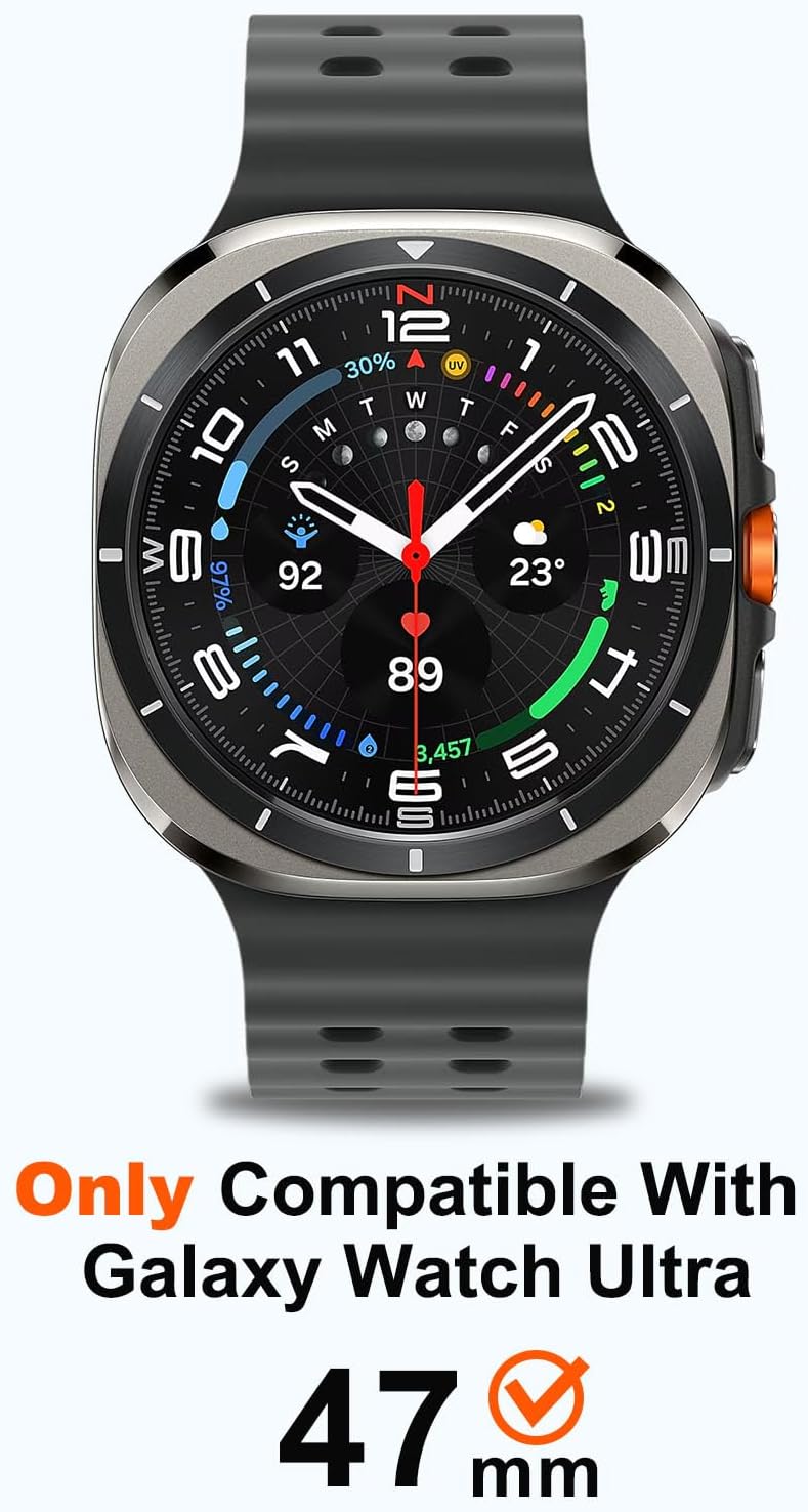 Metal Cases Compatible with Samsung Galaxy Watch Ultra (2025/2024) 47mm Case, Stainless Steel Protective Cover Rugged Bumper with Back Frame for Galaxy Watch Ultra, Titanium/Orange - Image 3