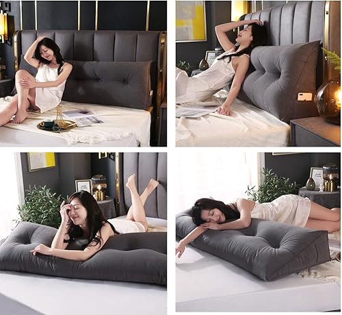 Miniatura 8 de ZZYK Almohada triangular para cabecero, cojín triangular de color sólido, almohada de cuña de soporte de posicionamiento grande para sofá cama con