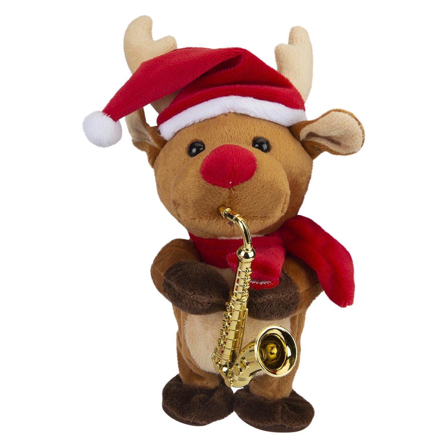 VFM e-Store - Christmas Musical Reindeer Decoration Gift Idea Festive Indoor Xmas Oraments - 20cm X 14cm White X 1