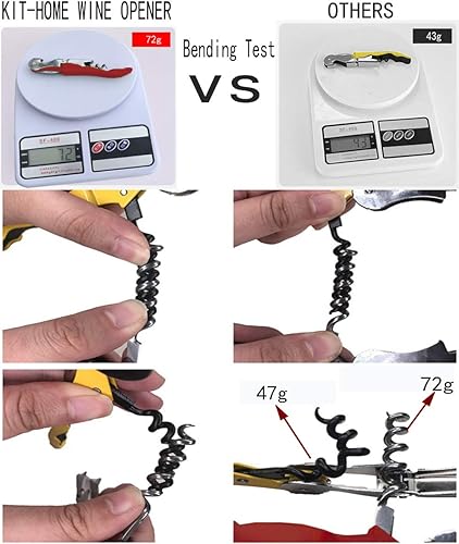 Miniatura 3 de Juego de sacacorchos profesional para camareros (4 unidades), mejorado con bisagras de acero inoxidable resistente, llave de vino para camareros de