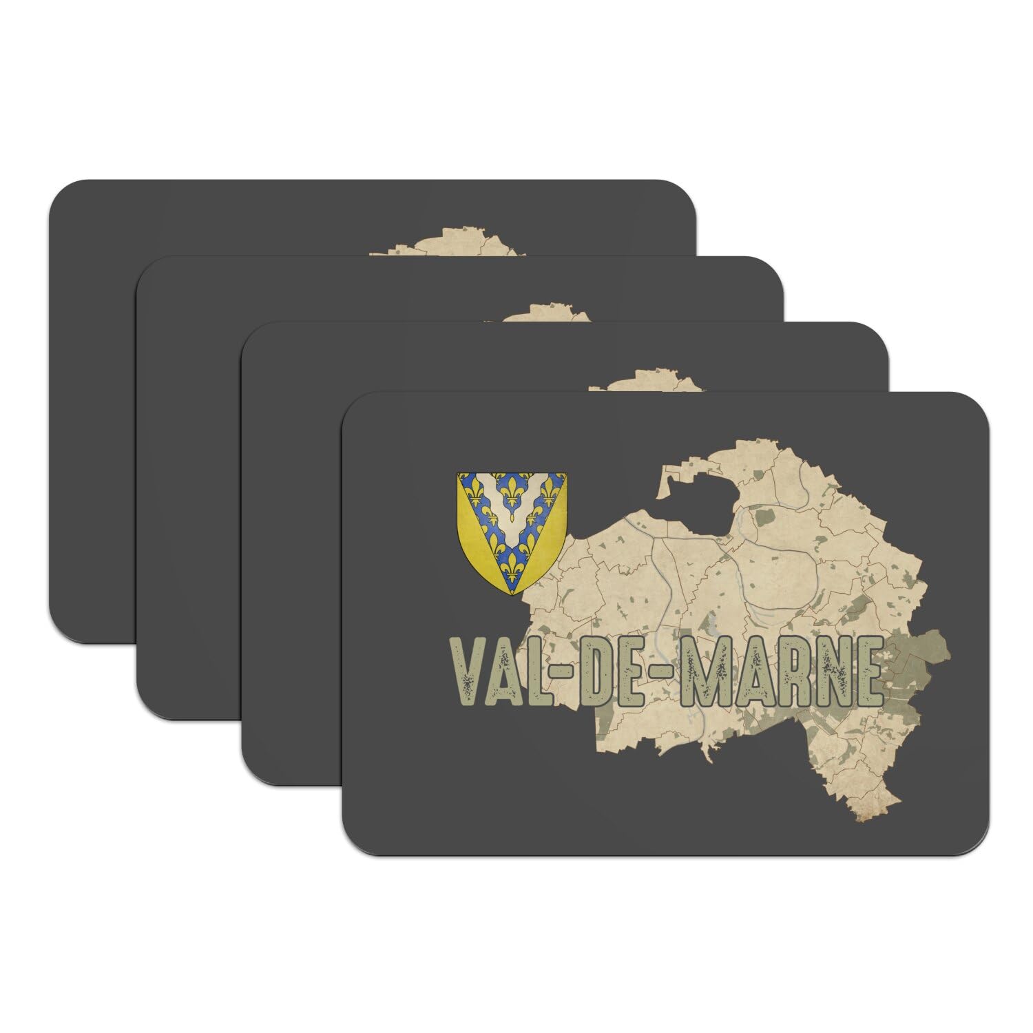 Sets de table Val de Marne 94 grand format 4 pièces en caoutchouc
