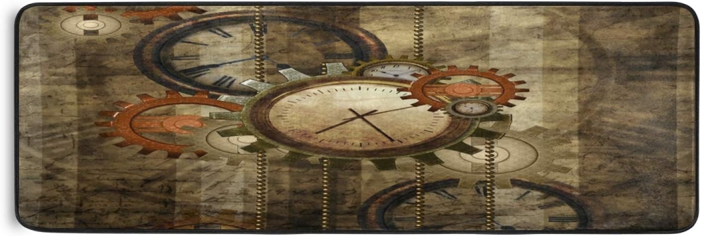 ALAZA Steampunk Clock Gear Vintage Collection Area Mat Rug Rugs for Living Room Bedroom Kitchen 2' x 6'
