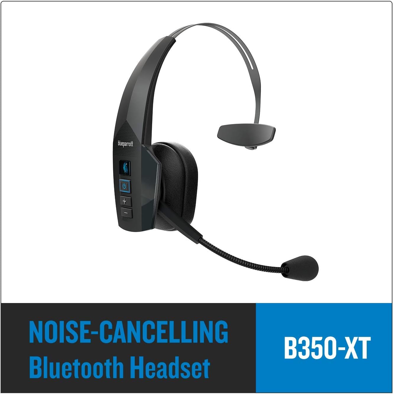 blueparrott b350-xt noise cancelling bluetooth headset - updated design with industry leading sound & improved comfort, hands-free headset w/expanded wireless range & ip54 rated protection (renewed)