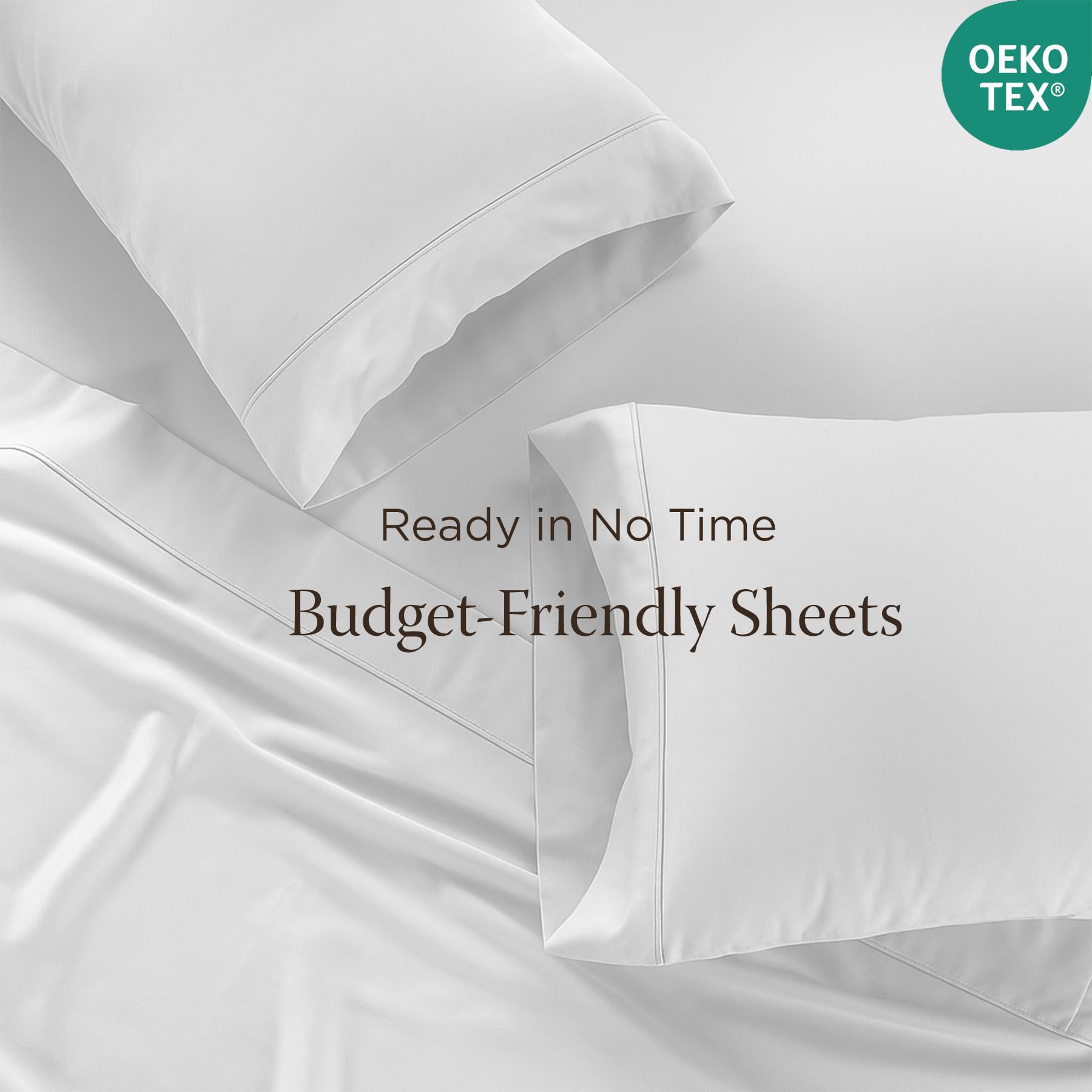 Threadmill Home Linen Queen Sheets - Juego de Ropa de Cama de 4 Piezas de 300 Hilos, Tejido de satén de algodón Puro de Fibra Larga, Color Blanco sólido con Bolsillo Profundo elástico