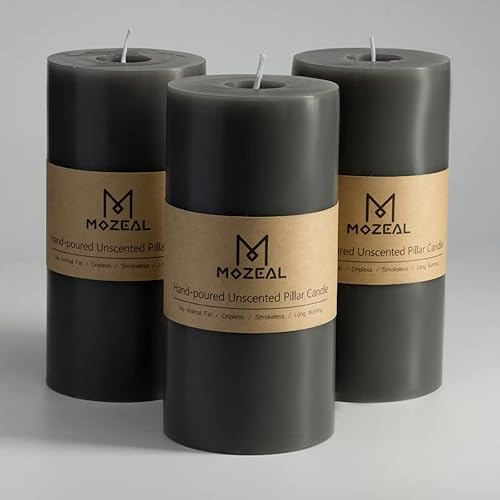 Miniatura 13 de MOZEAL Velas de pilar extra grandes de color borgoña de 4" x 10" (juego de 2), sin perfume, sin goteo, sin humo, de larga combustión limpia, velas