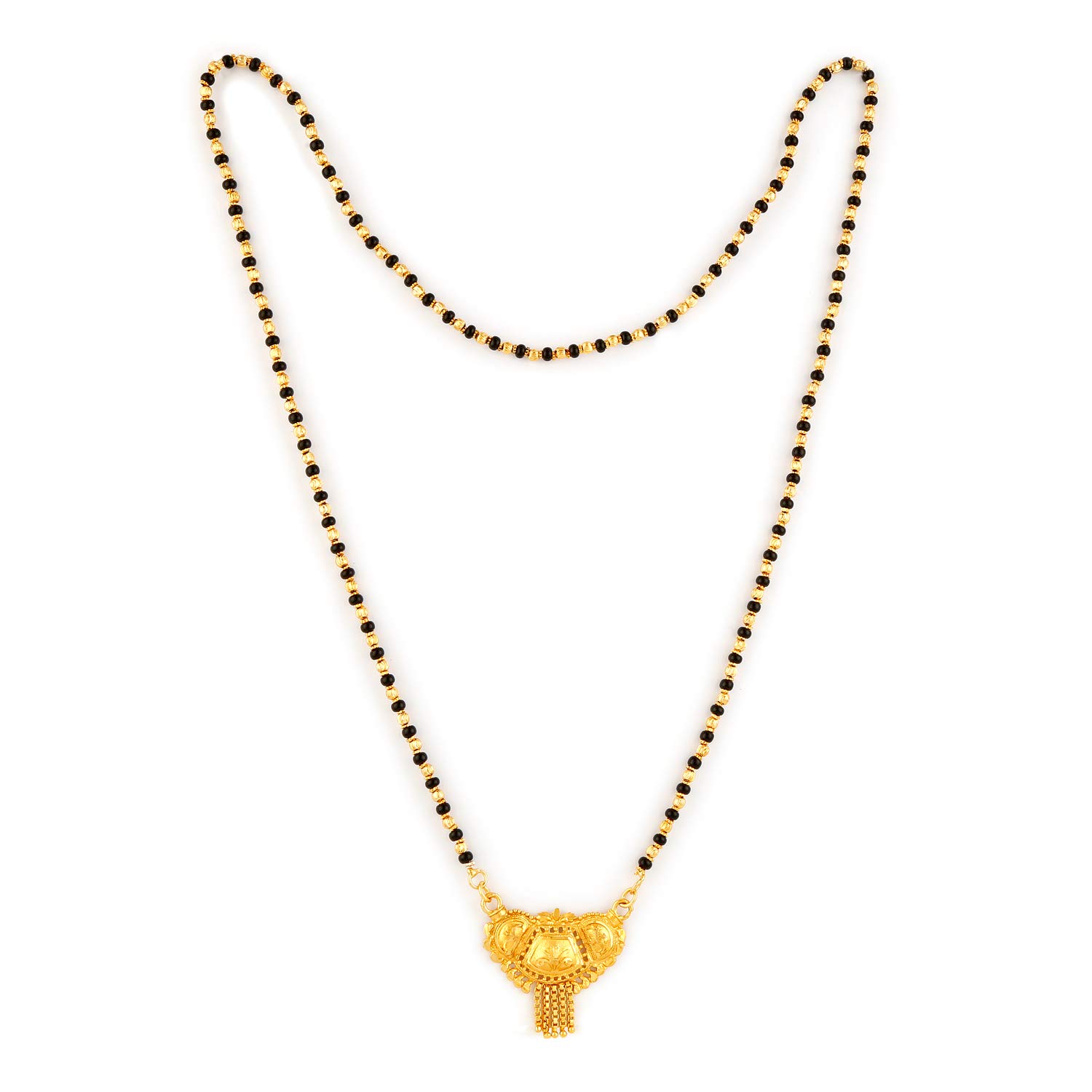 MEENAZ Black and Gold Plated Copper One Gram Meenakari Maharashtrian Wati Mangalsutra for Women (B07YZ2GFC3) Amazon Price History, Amazon Price Tracker