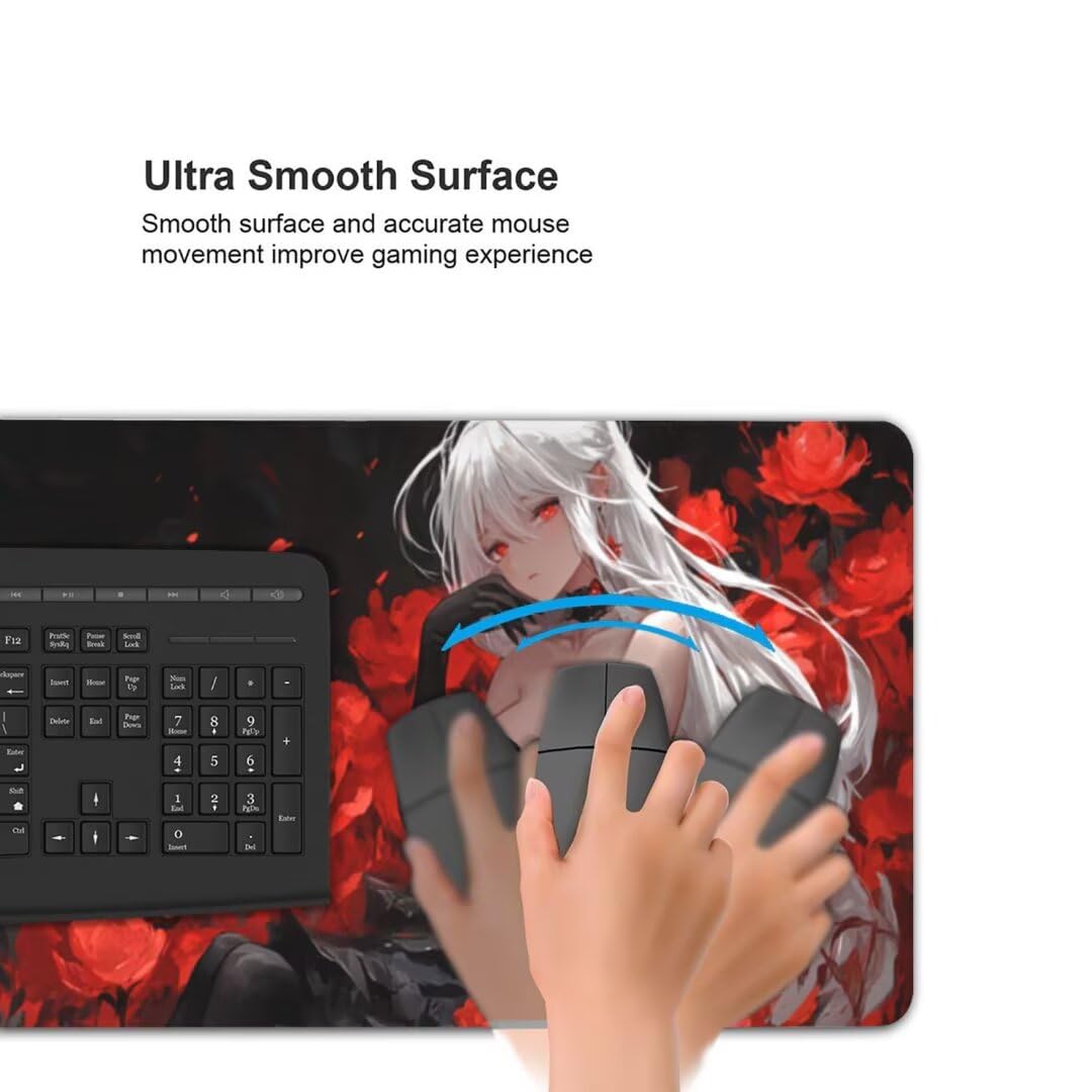 Tappetino Mouse XXL 1400x600x3mm Tappetino Mouse Fiore Ragazza Impermeabile Tappetino Gaming Mouse Pad XXL Tappetino Scrivania, Base Antiscivolo Migliora Precisione e Velocità per Desktop/Ufficio