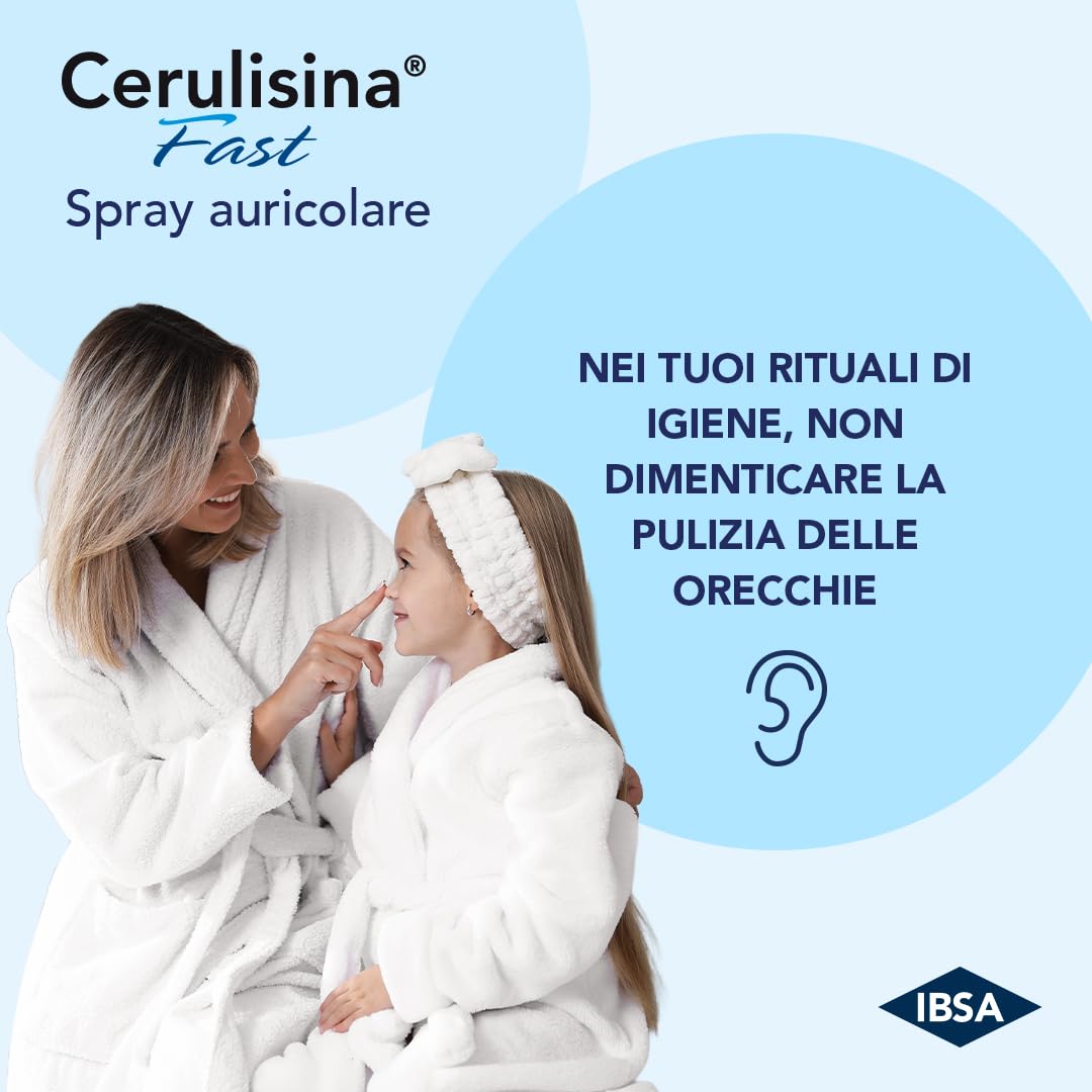 IBSA Cerulisina Fast | Spray Auricolare Con Getto Nebulizzato. Acqua Di Mare Isotonica Per La Pulizia Dell'orecchio Di Adulti e Bambini