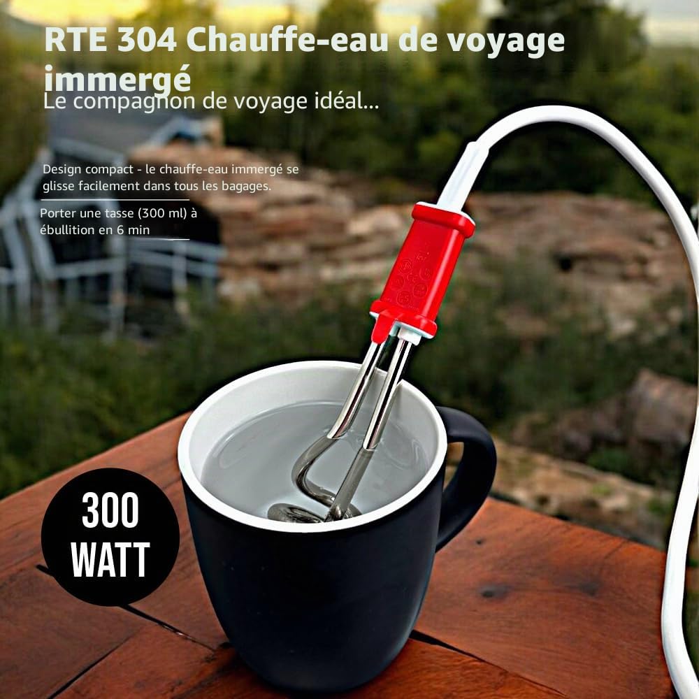 EHLERS RTE 304 Thermoplongeur de voyage, 300 W, en acier, 1 pièce