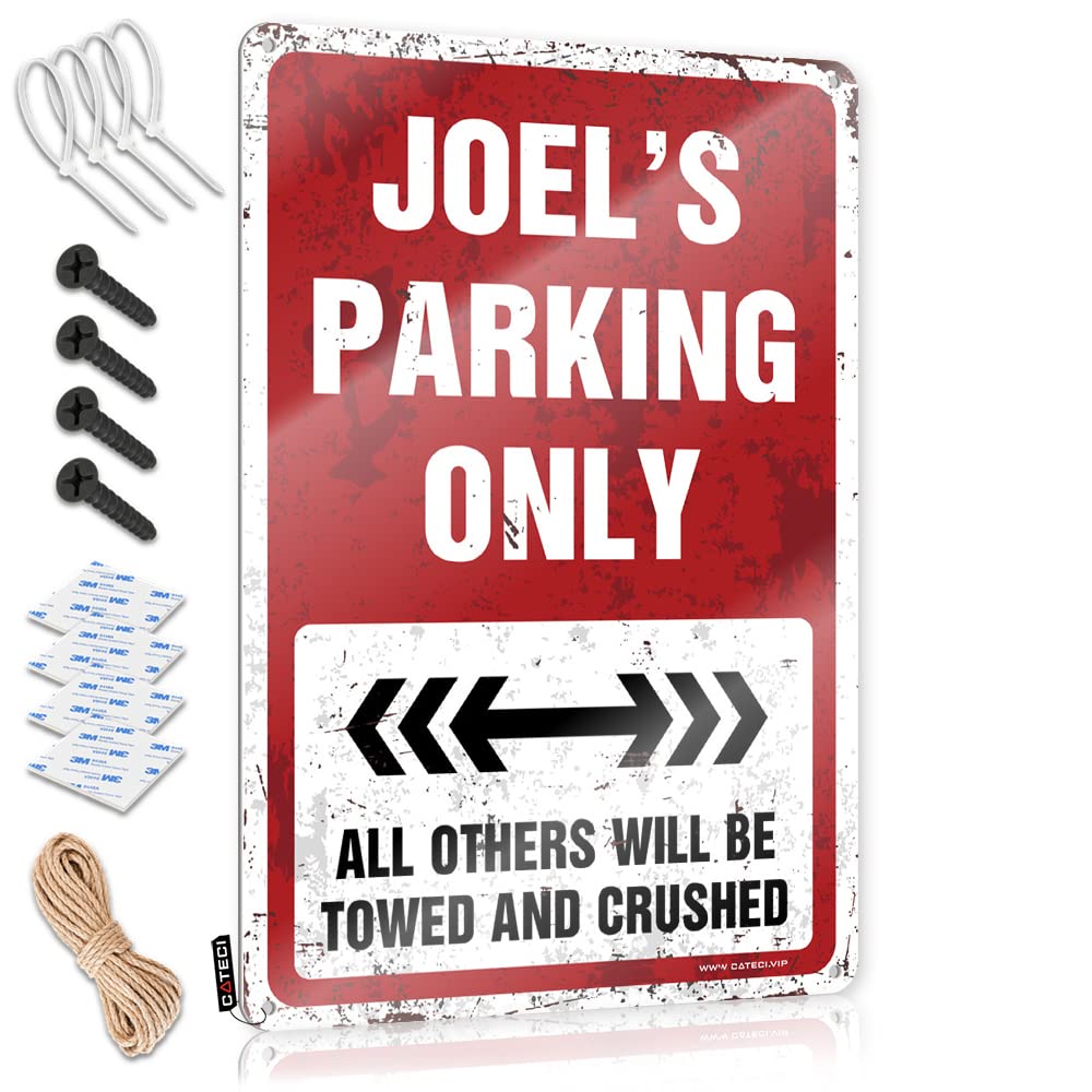 KRAZMURONGD Bar Mirrors For Man Cave Joel'S Parking Only Tin Sign Tin Decor Funny Bar Decor