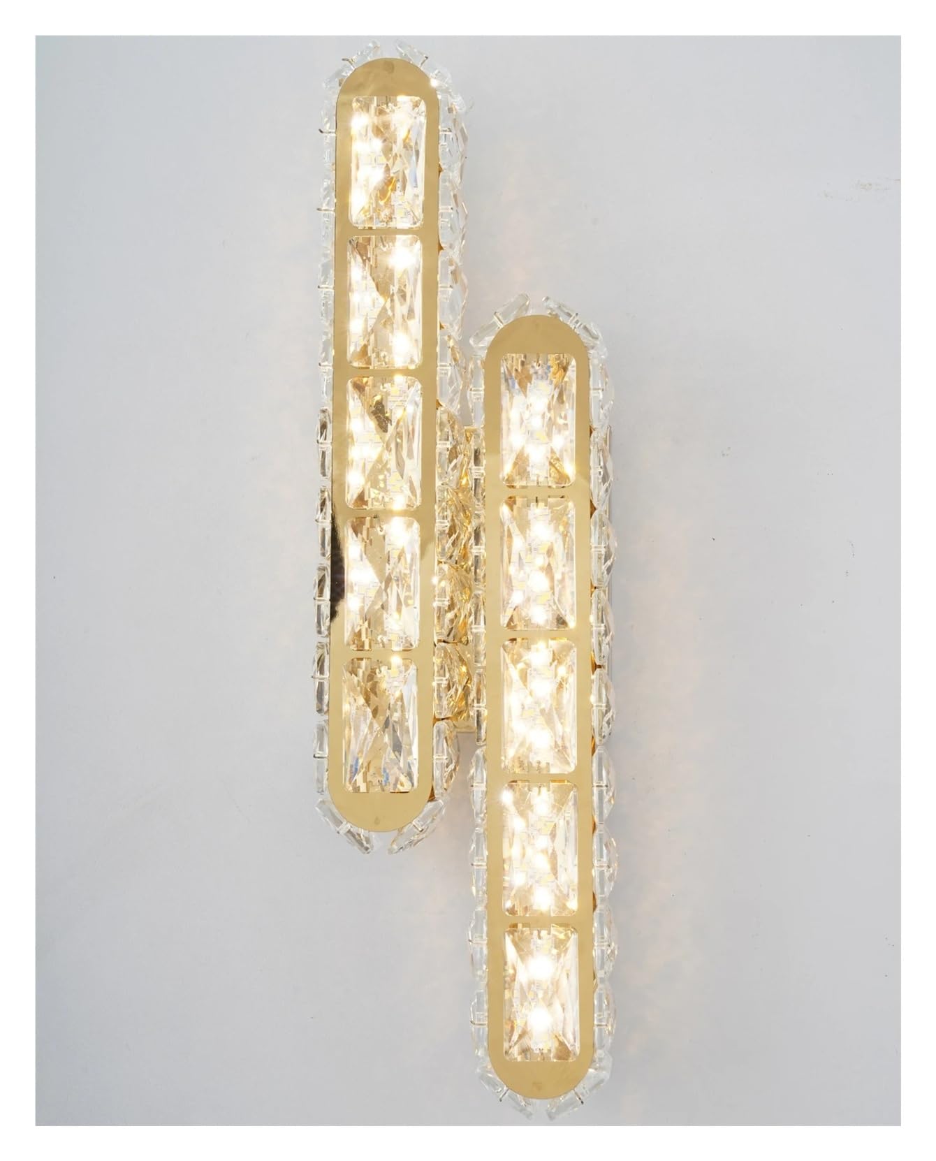 HPTHLY Gold/Silver Wall Lamp Crystals Strip Interior Wall Light For Living Room Background Bedside Corridor Decoration Wall Sconces,Simple (Gold-H40Cm)