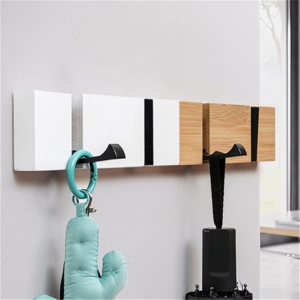 Foldable Coat Rack Bamboo Hallway Hat Hook Hanger Bedroom Door Wall-Mounting Hook Corner Room Kitchen Toilet Wall Brack Hook (Color : A) (A) image 5