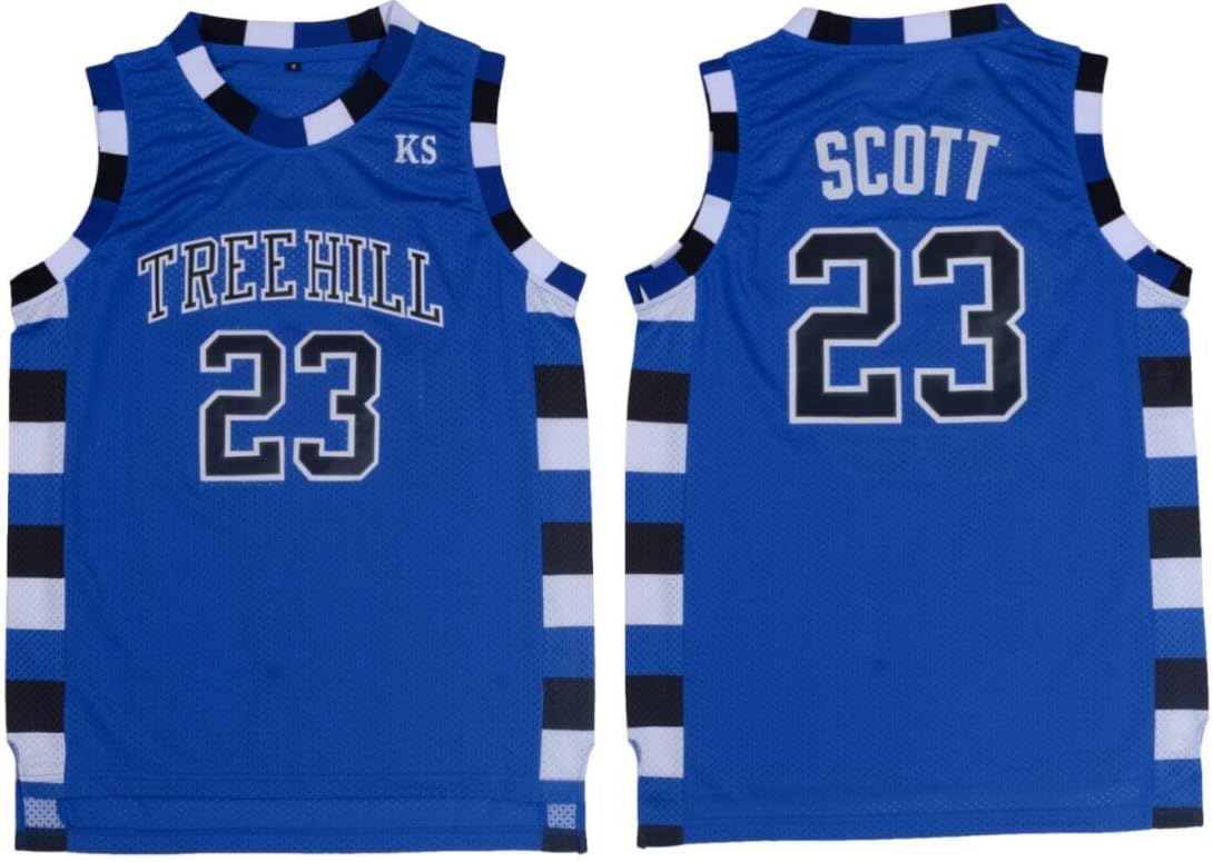 Nathan Scott Basketball Jersey #23 One Tree Hill Ravens Basketball Jersey Blue Throwback Sleeveless Breathable Stitched (LARGE)