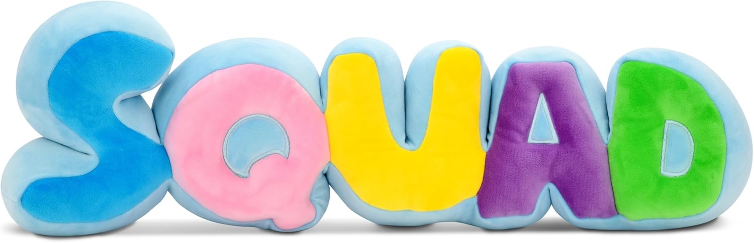 iscream Plush Squad Rainbow Letters Shaped 19" x 6" Soft Fleece Accent Pillow