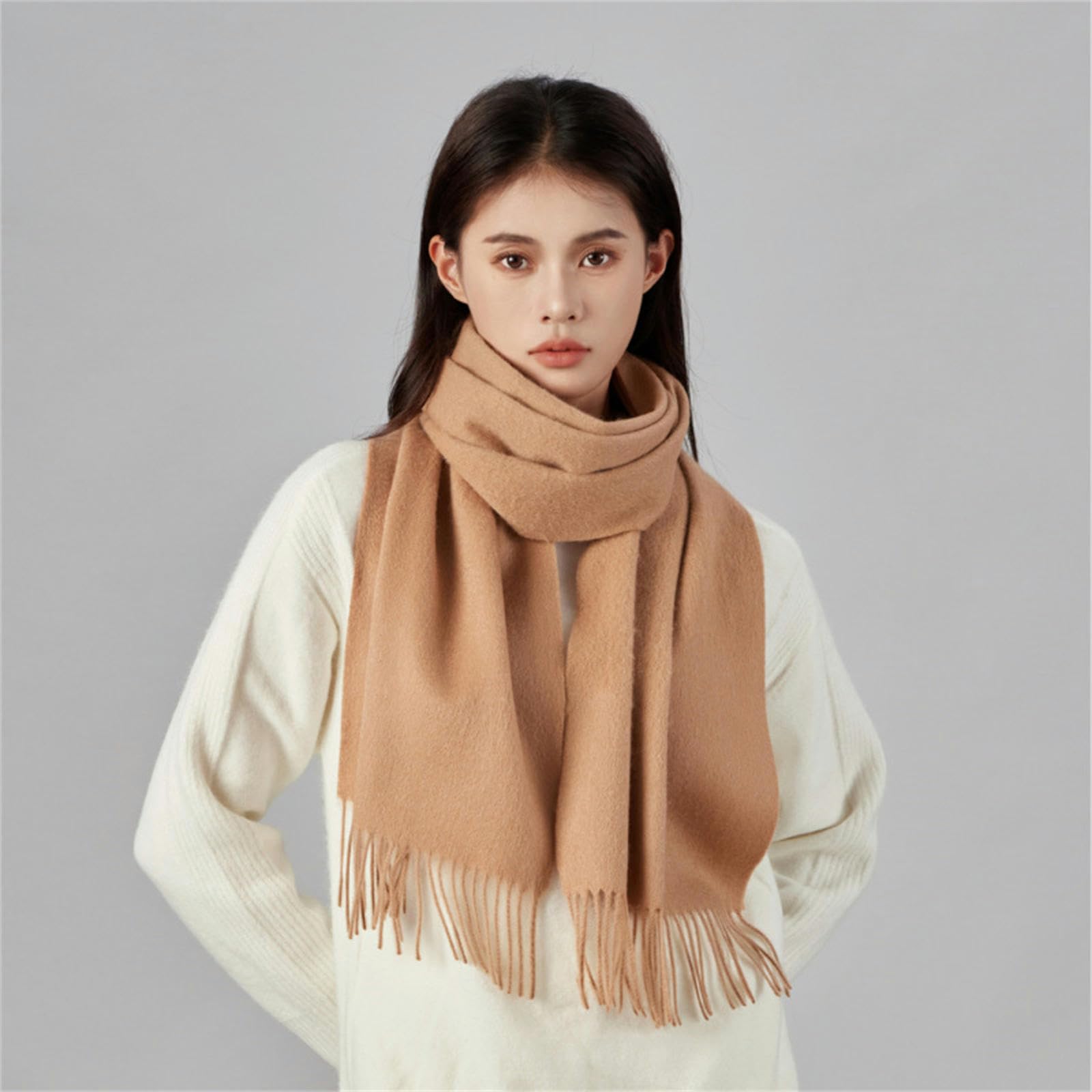 Schal Für Damen Winter Frau Form Wollschal Mode, Einfache Und Grundlegende Dicke Blase Shows-olivengrün-180 * 30 cm