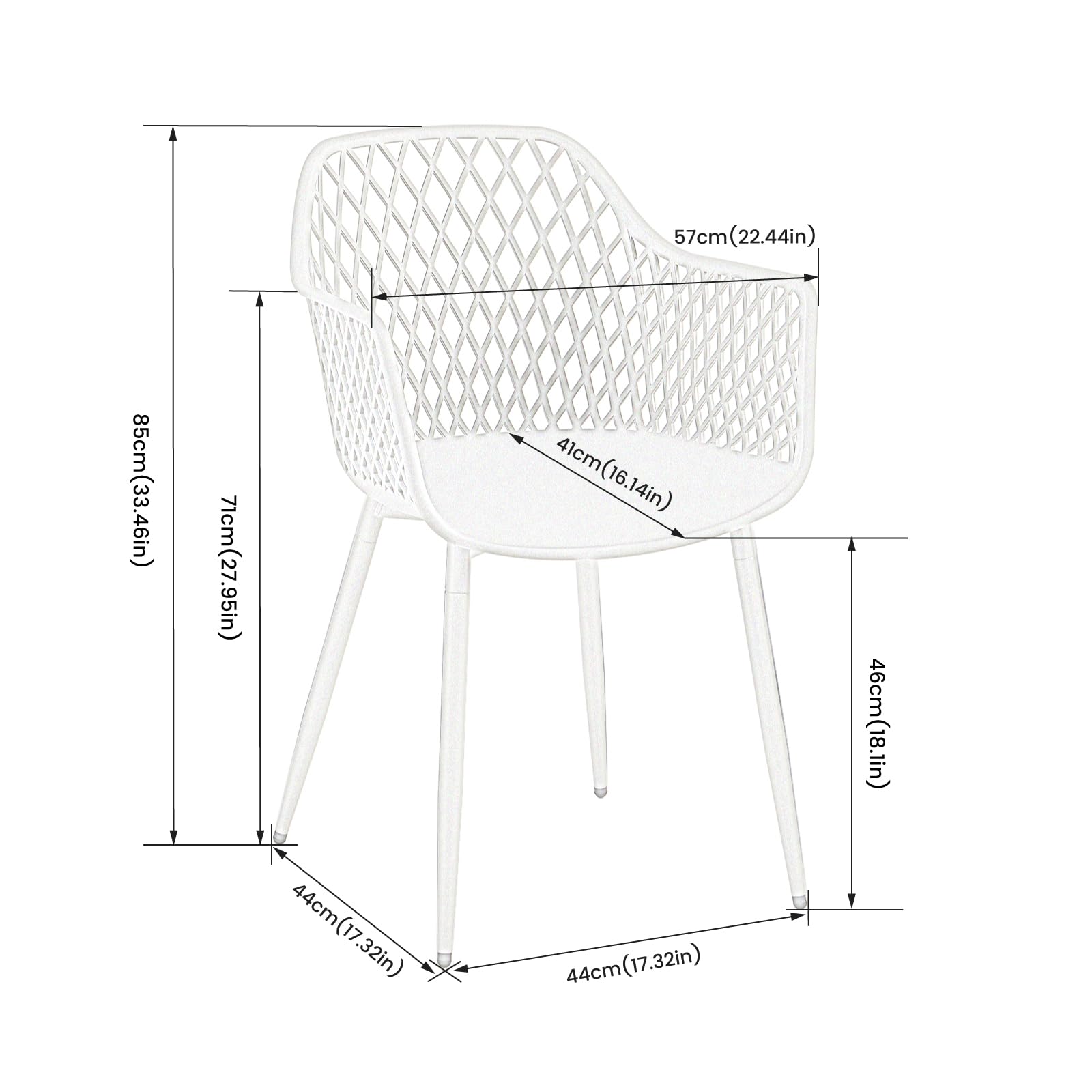 buybyroom Set di 2 sedie da giardino con bracciolo, sedia da giardino per esterni, poltrona lounge, sedie da balcone, grigio
