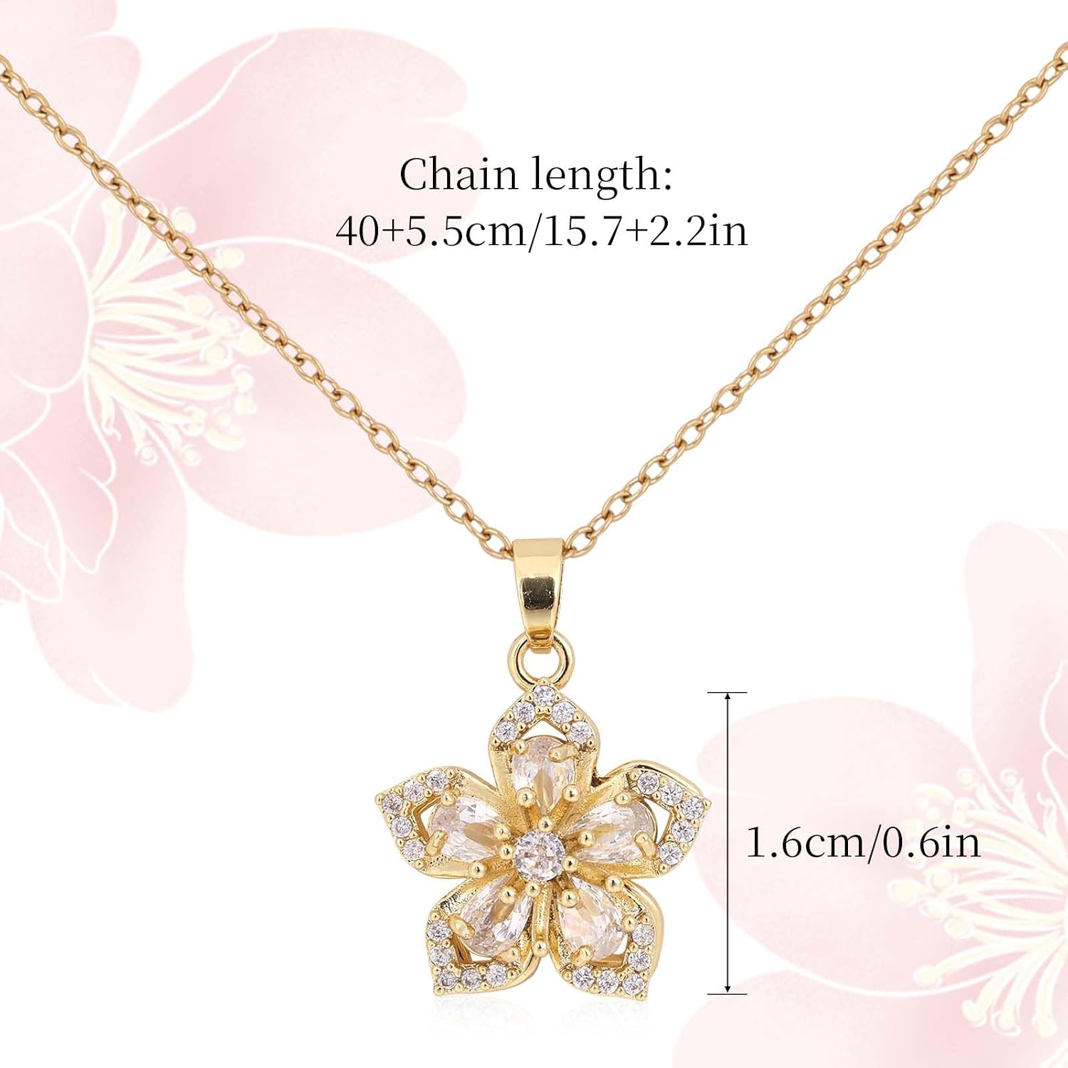 Mikovivi Flower Necklaces, Delicate Rotatable Crystal Bauhinia Flower Pendant Necklace Adjustable Anxiety Relief Fidget Jewelry for Women Retro Fashion Interesting Jewelry Accessories image 2