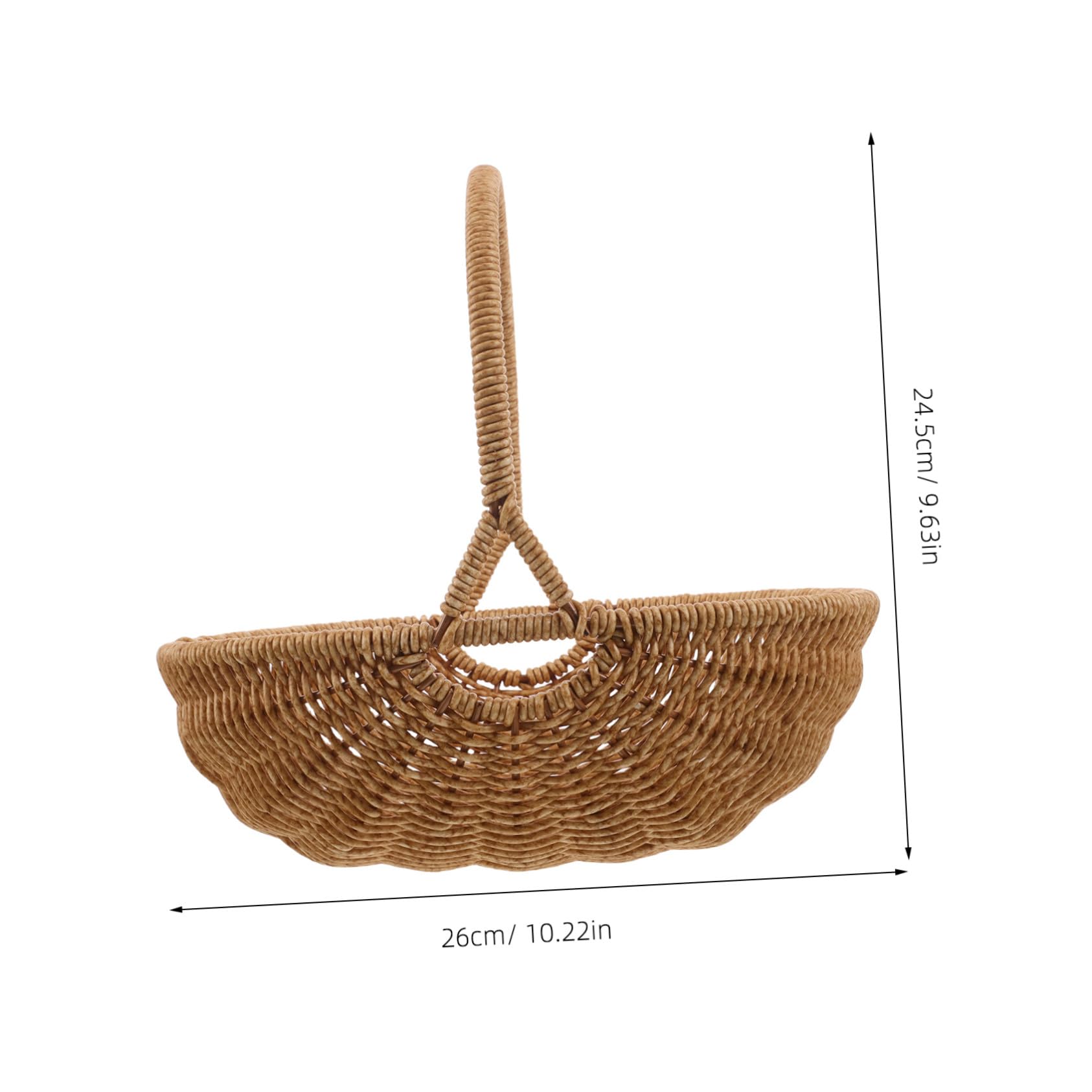 BESPORTBLE Cesta Tejida Mano de Imitación Rattan con Asa Cesta de Cosecha Ligera y Duradera para Picnic Recolección de Flores y Frutas Estilo Vintage Marrón