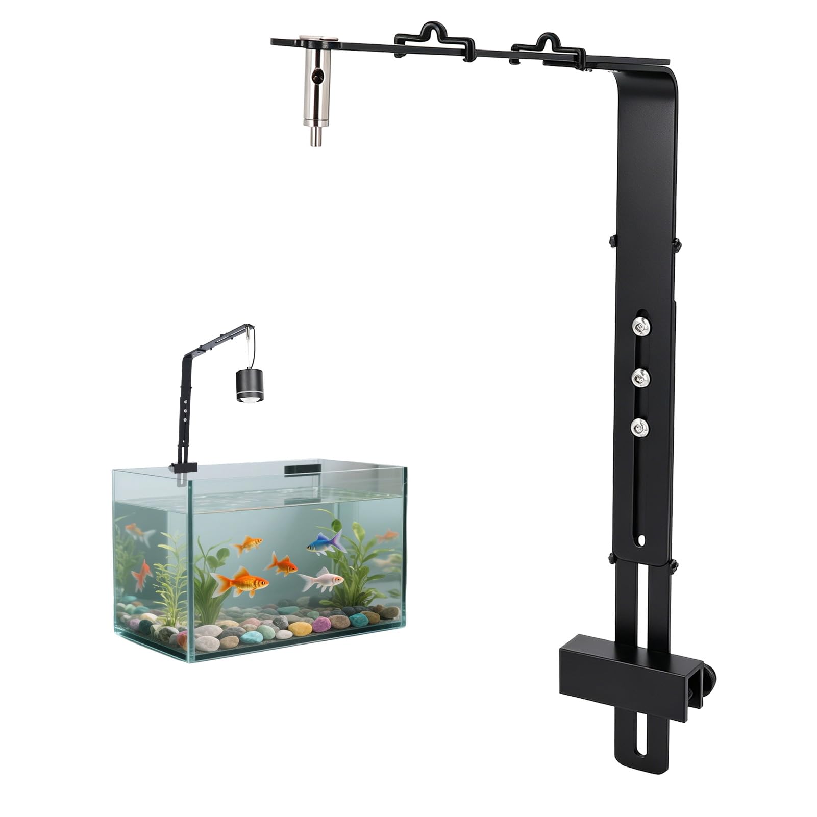 Aquarium Light Riser, Aluminum Alloy Adjustable Heat Lamp Stand Aquarium Light Holder for Fish Tank Hanging Lamp (Black) — image 1