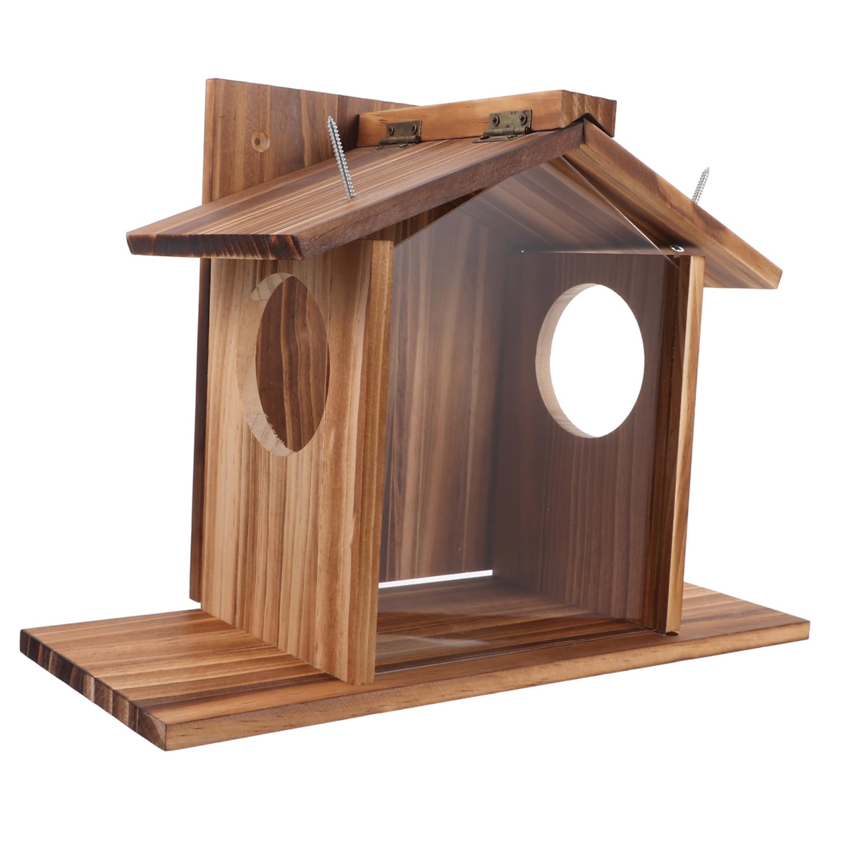 LIOOBO Holz Futterhaus für Eichhörnchen und Hamster mit Hängehalterung Wetterfester Futterspender für Garten und Baum im Freien Praktische Futterbox zur Tierfütterung