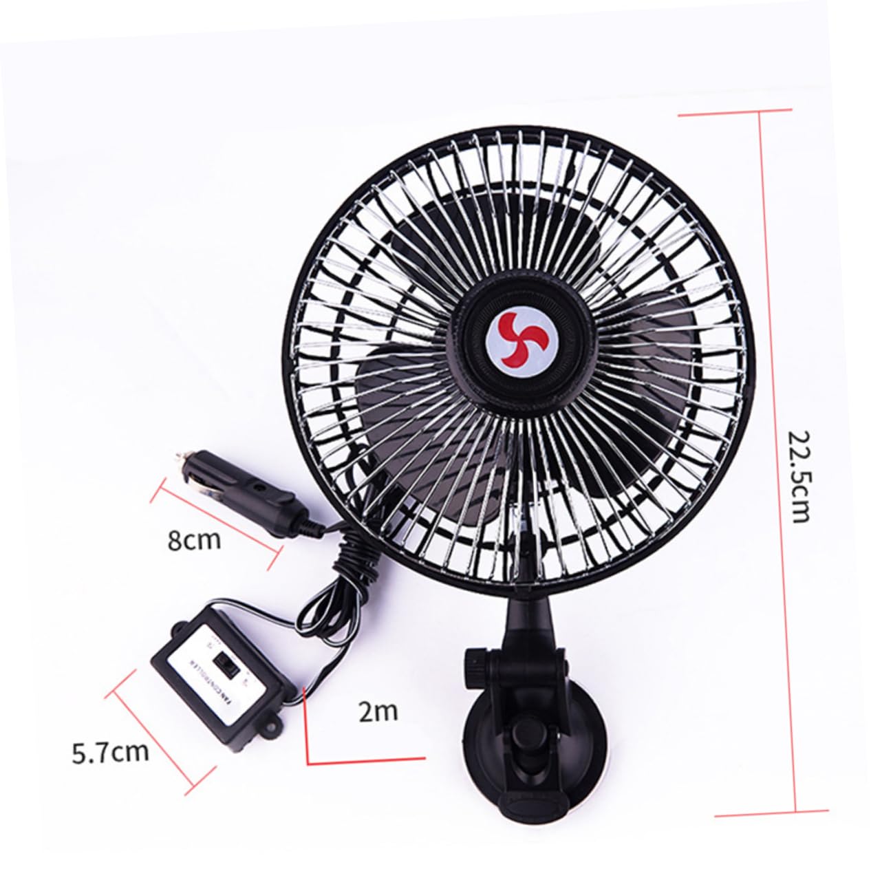 DIYEAH 1pc 6 Car Fan Large Large Fans Cooling Cooler Vehicle Car Cooler Suction Cups Suckers Black