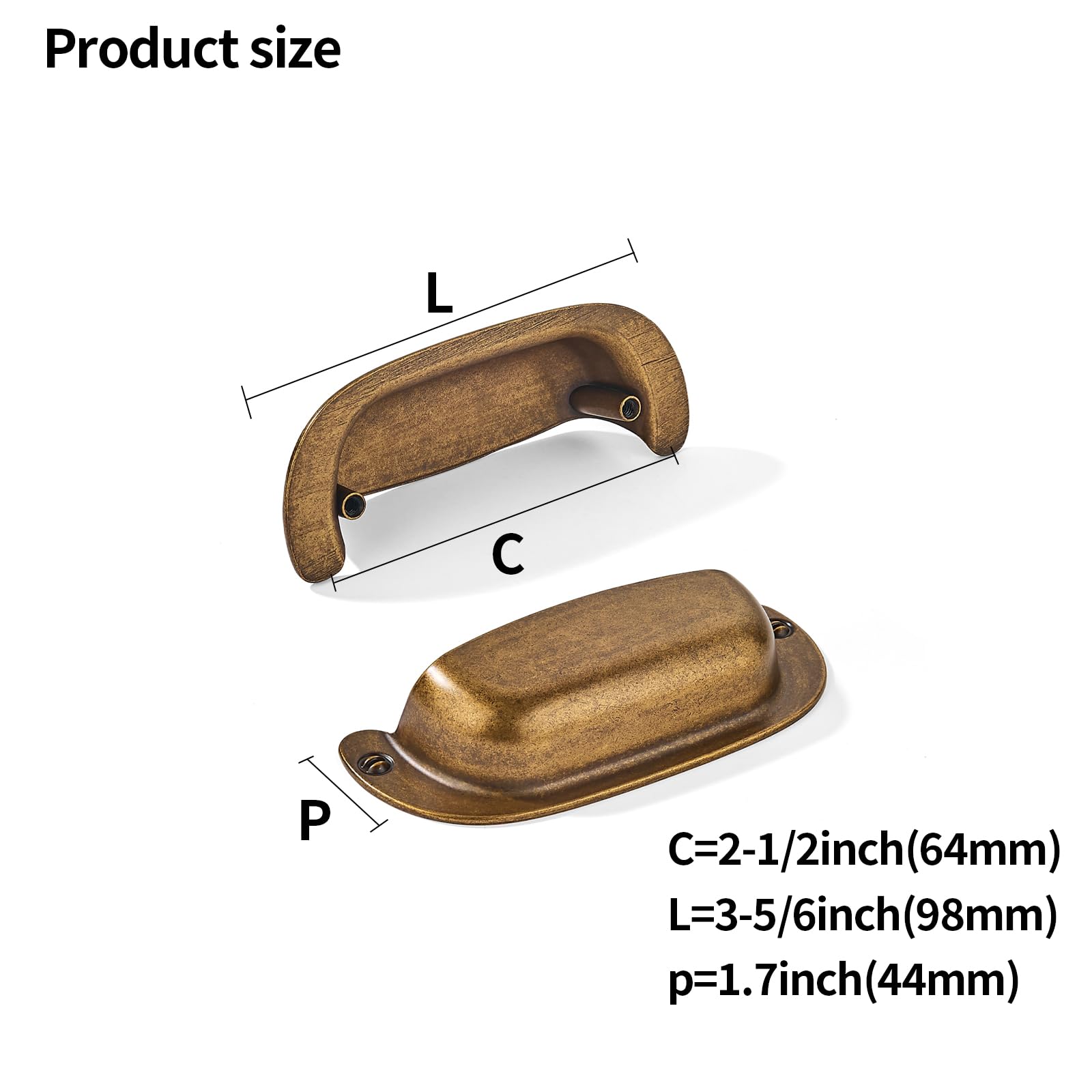 KHTUMEWARE-170354 Antique Brass Cabinet Pulls CTC 2-1/2 in (64 mm) 2-Pack in Antique Brass — KHTUMEWARE