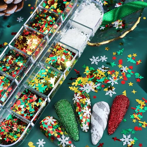 Image of 3 Boxes Snow Nail Glitter Hographic Blue White Nails Flakes Snowflake Sequins Manicure Accessories for Glitters Flakes Accessories for Women Manicure DIY Decorations