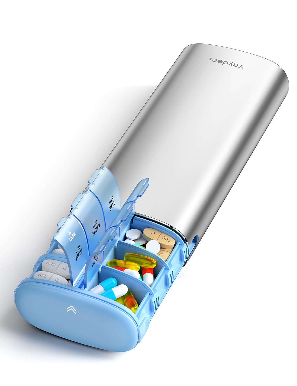Amazon.co.jp: Vaydeer ピルケース 1週間 1日2回 薬ケース 金属製 AM