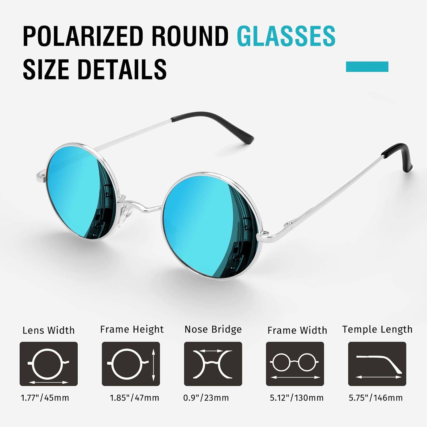 Morcheiong Polarized Hippie Sunglasses Retro Round Glasses for Women Men Vintage Circle Sunglasses UV400 - Image 4