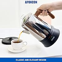 Vista 8 de Percolador de Café Eléctrico Cafetera de Acero Inoxidable con Perilla de Vidrio Resistente Transparente para Ver el Progreso de la Preparación e De