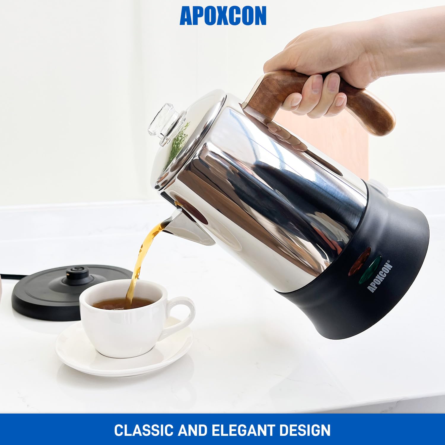 APOXCON Stainless Steel Coffee Maker - Keep Warm & Easy Use -9