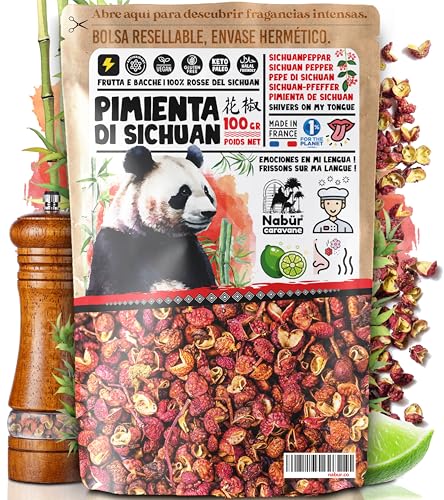 Nabür – 100 gr Pimienta Salvaje de Sichuan, Baya Roja de Sichuan, Floral, Afrutado, Espumoso, Bolsa hermética