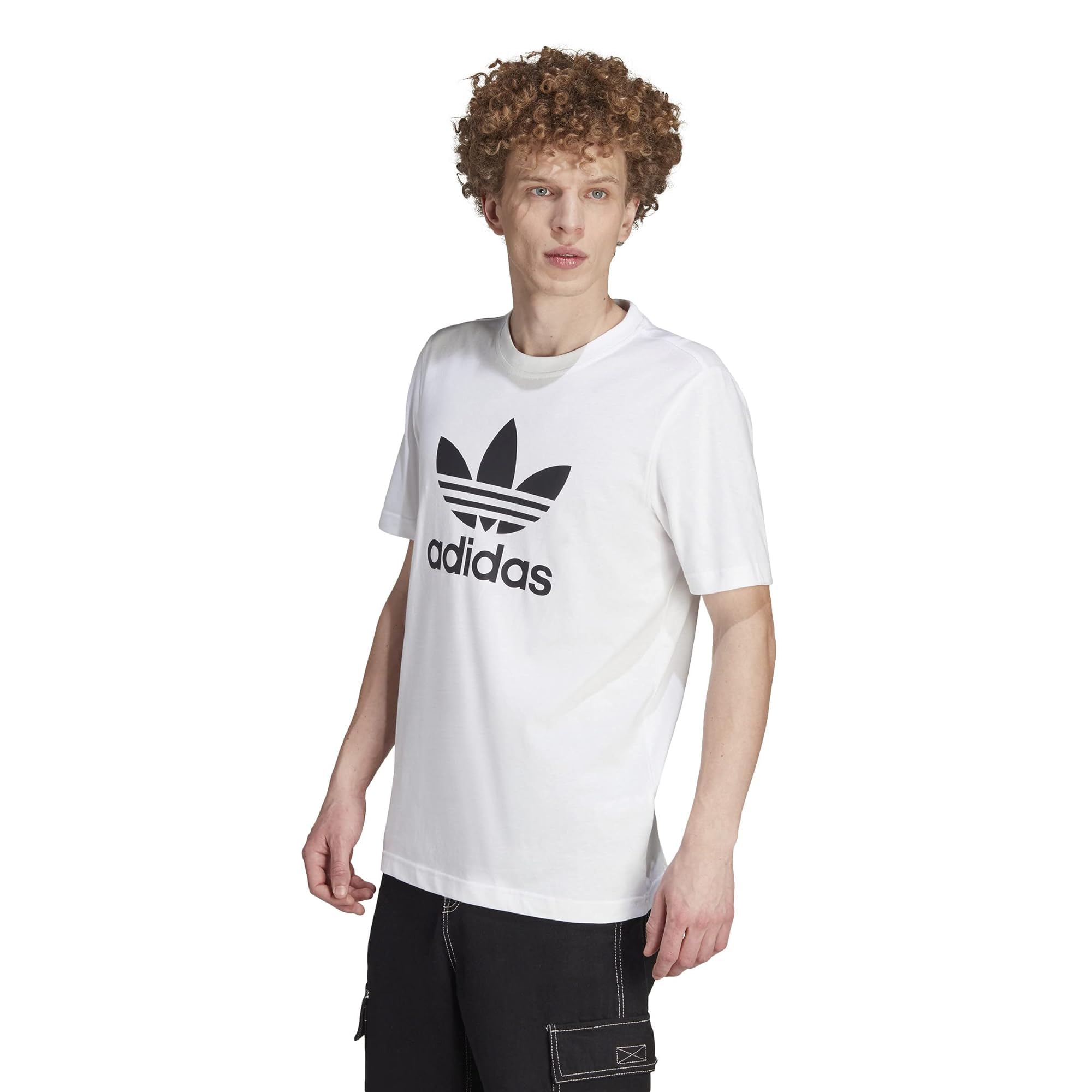 Adidas Originals Men's White/Black Trefoil Tee, Medium