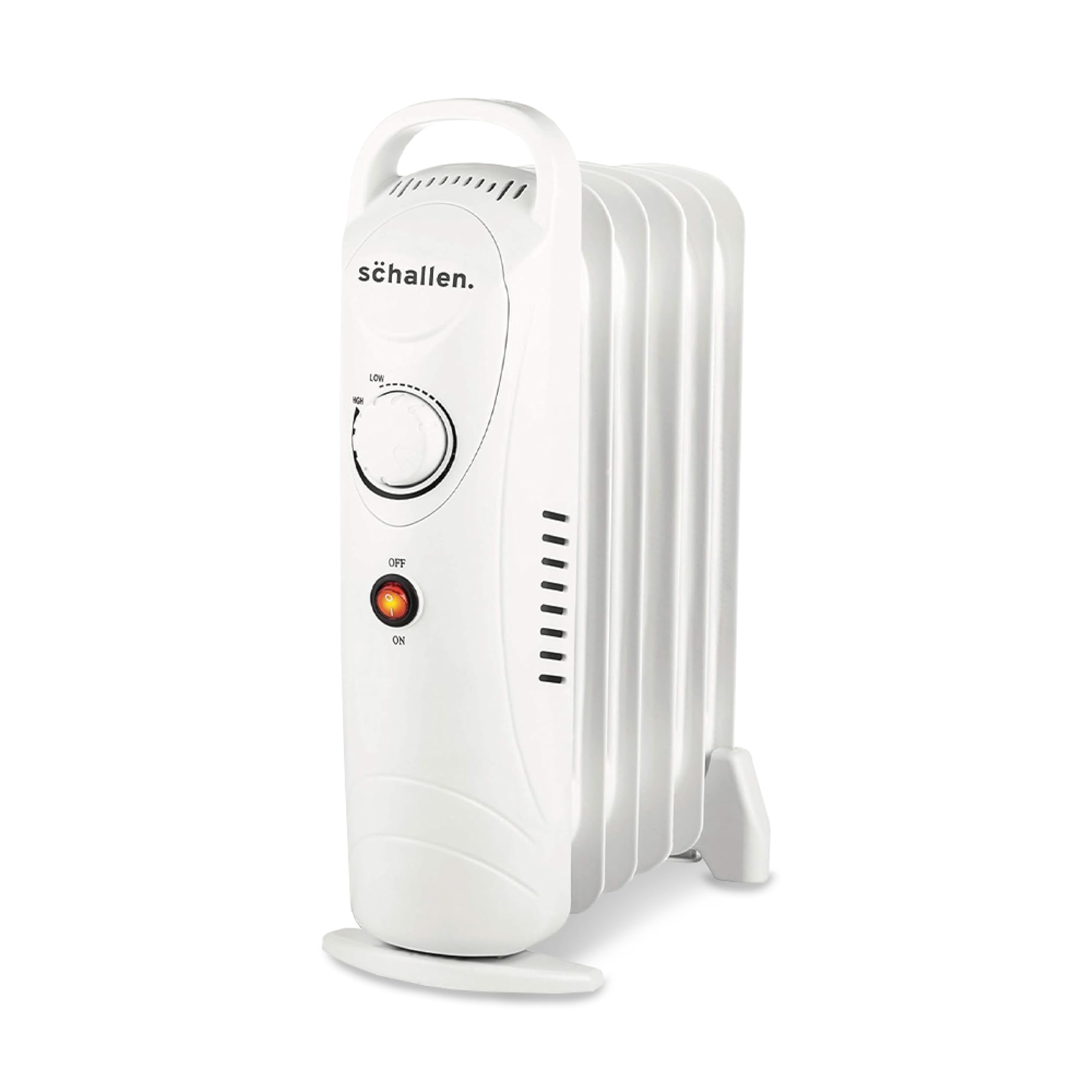 Schallen Black Portable Electric Slim Oil Filled Radiator Heater with Adjustable Temperature Thermostat, 3 Heat Settings & Safety Cut Off (White, 800W | 6 Fin)