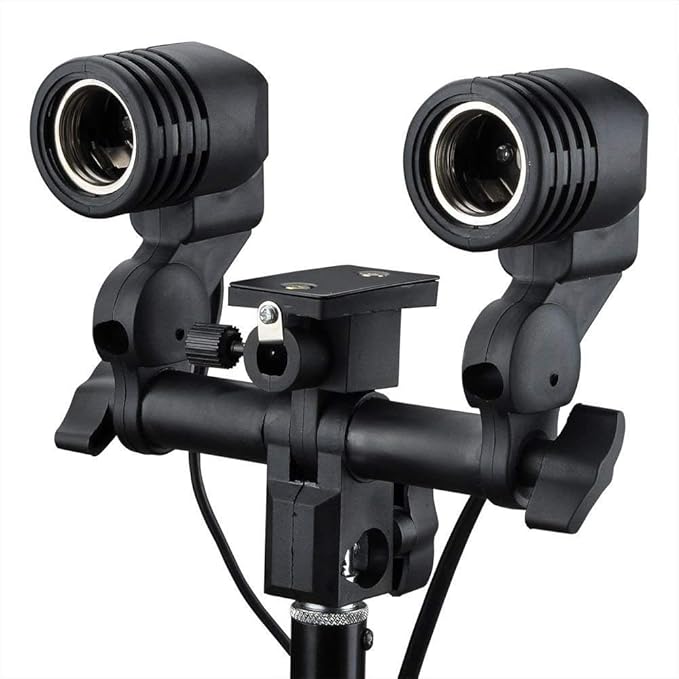 SHOPEE E27 Double Light Socket with Light Stand Swivel Mount & Umbrella Holder for Photography
