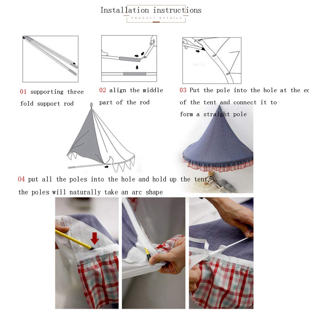 Prinzessinnen-Mädchen-Tagesdecke, Baby-Dreieck-Spitze, Haus-Leseecke, Runde Spitzen-Kuppelvorhänge, Dekorieren Sie EIN Zelt Mit Spielenden Sternen Für Kinder