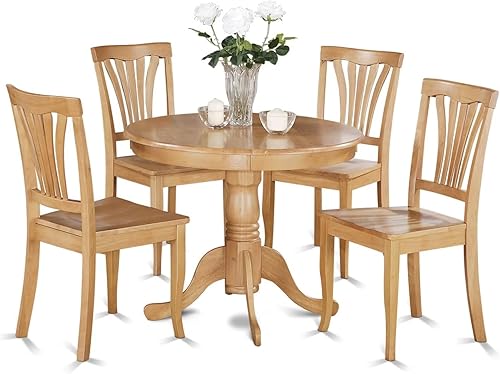 Miniatura 14 de East West Furniture ANAV3-BLK-W Juego de mesa de cocina de 3 piezas para espacios pequeños contiene una mesa de comedor redonda con pedestal y 2