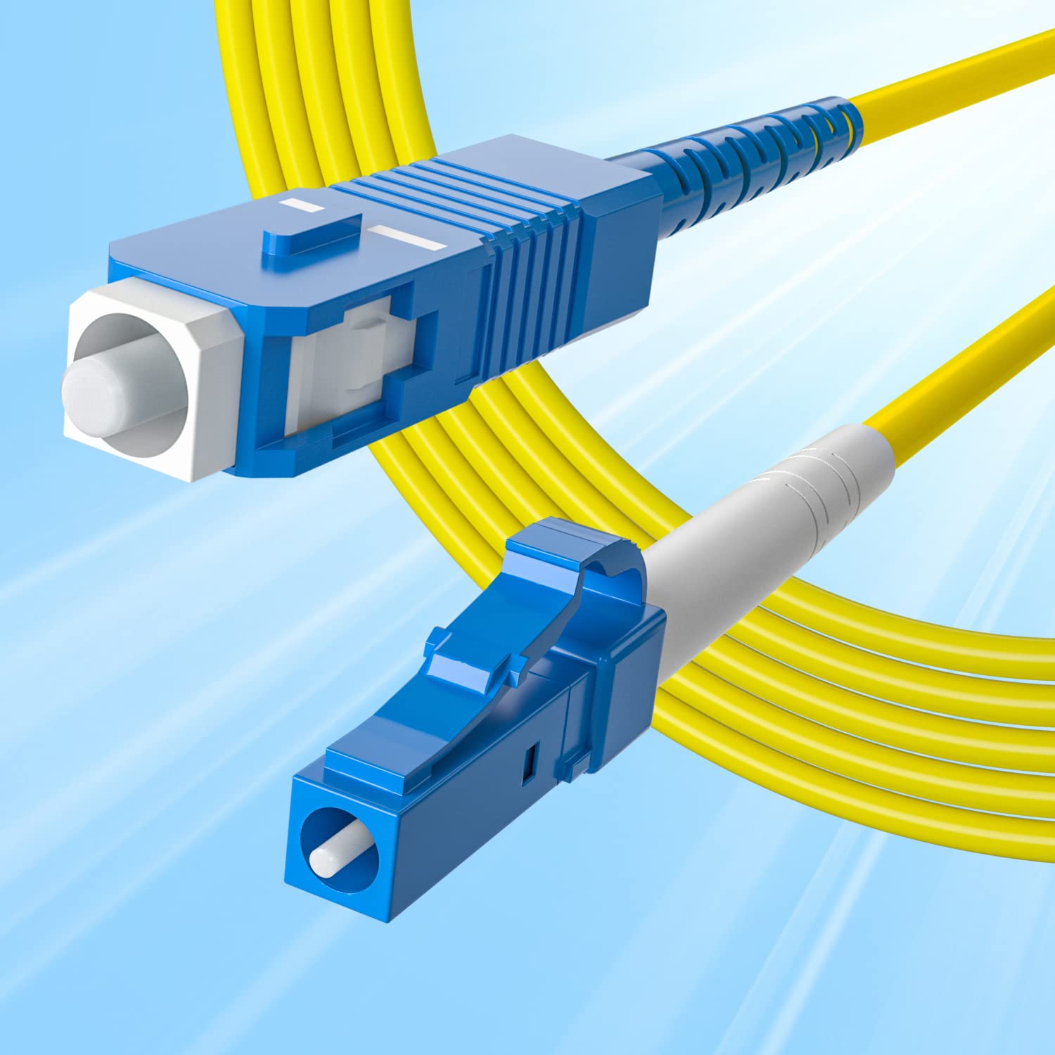SC-LC Simplex Fiber Patch Cord, 9/125μm Single Mode, LSZH, 10 ft/3 m
