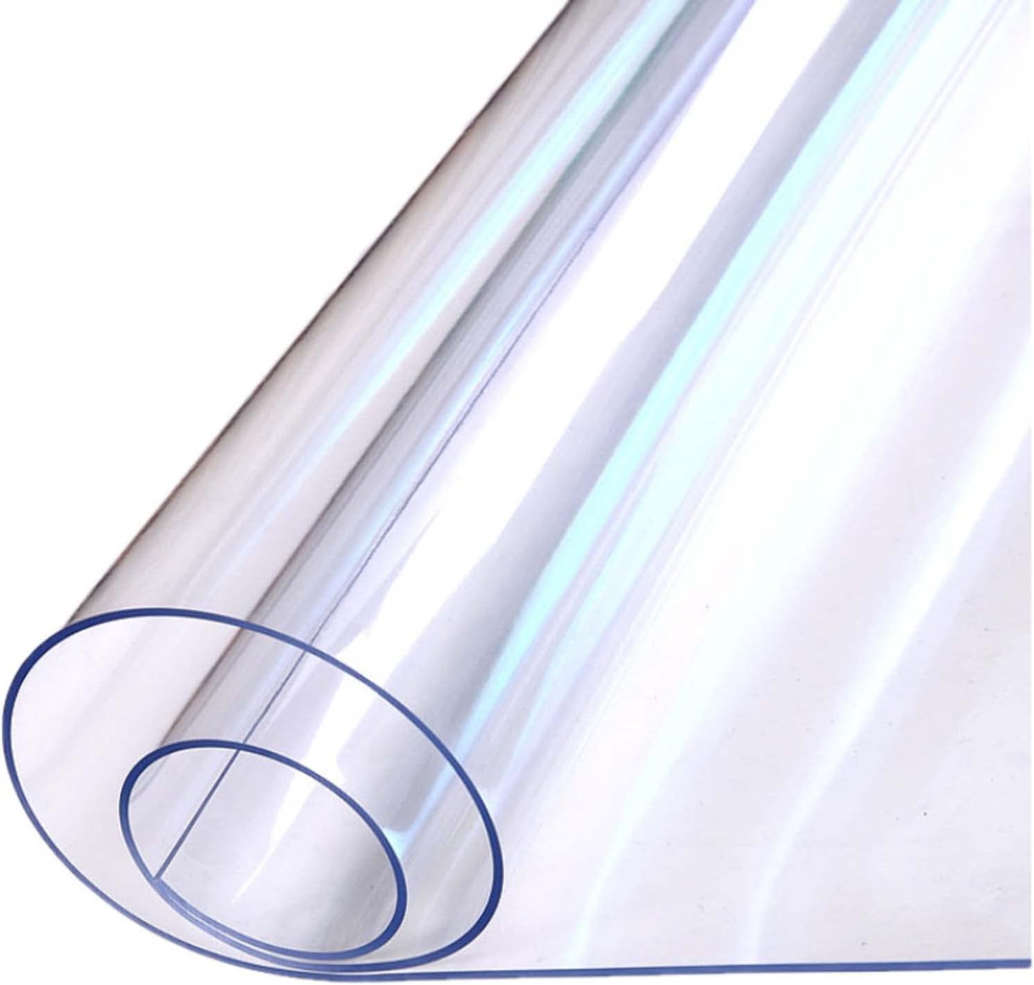YSUEFIJO Clear Table Cover Protector 33in, Heavy Duty Waterproof Tablecloth, 2mm Thick Clear Desk Protector Table Pads, Round Vinyl Plastic Table Cloth, for Kitchen, Coffee Table, Writing Desk