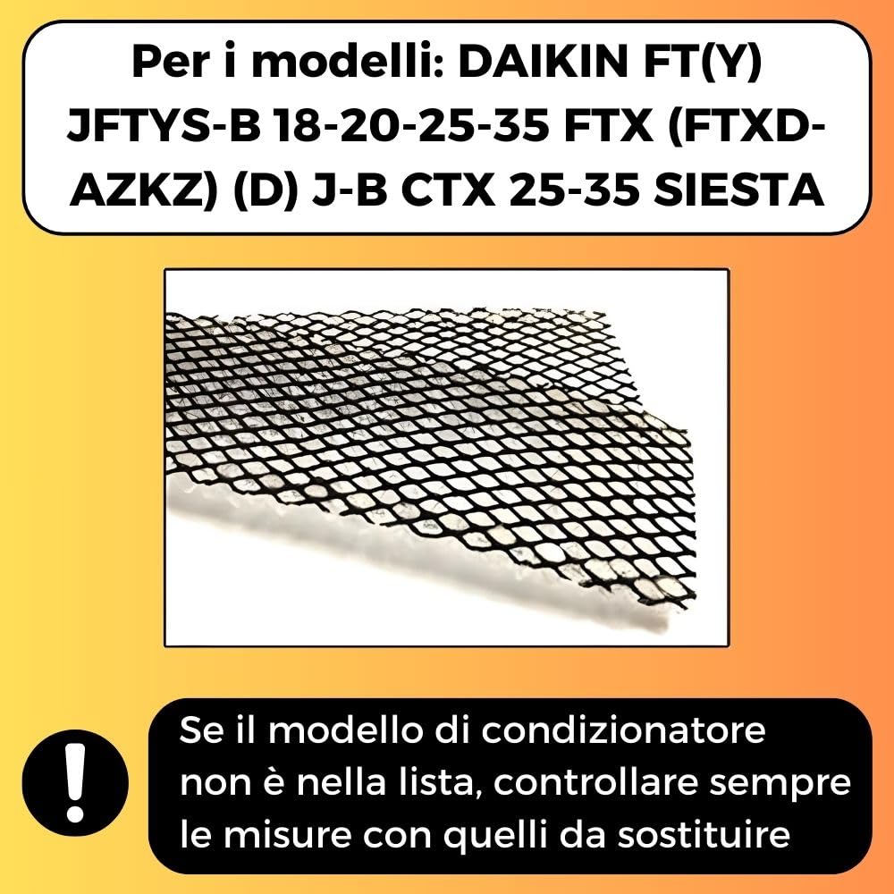 Easyricambi 2 Filtri Condizionatore (215x50mm) Filtro Aria Condizionata, Ricambi Climatizzatore Sostitutivo per filtri DAIKIN FT (Y) JFTYS-B 18 20 25 35 FTX (FTXD AZKZ) (D) J-B CTX 25 35 SIESTA