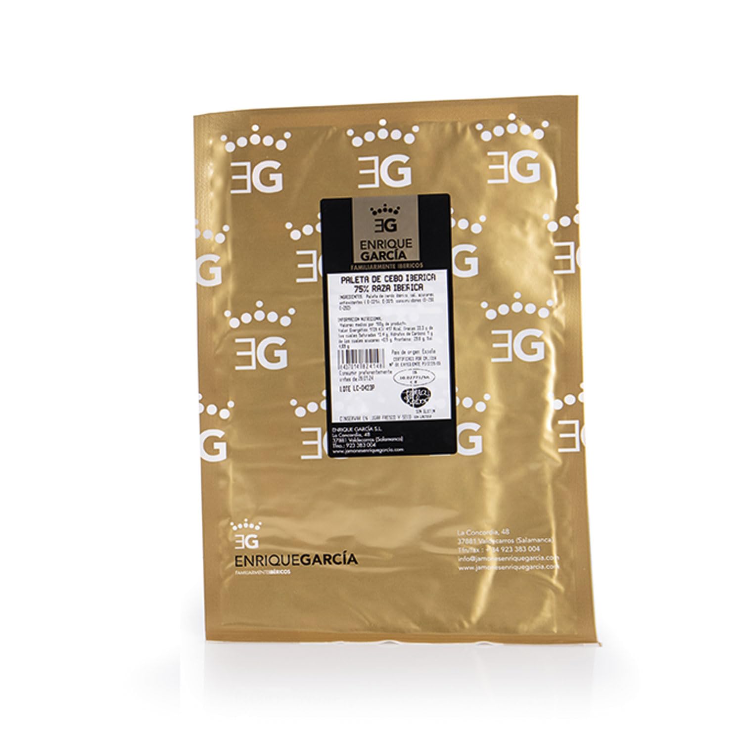 ENRIQUE GARCÍA - Paleta de Cebo Ibérica 75%, 10 Sobres Envasados al Vacío de, 100 g Aprox. Acabado plástico. Caja regalo de cartón. Corte a máquina
