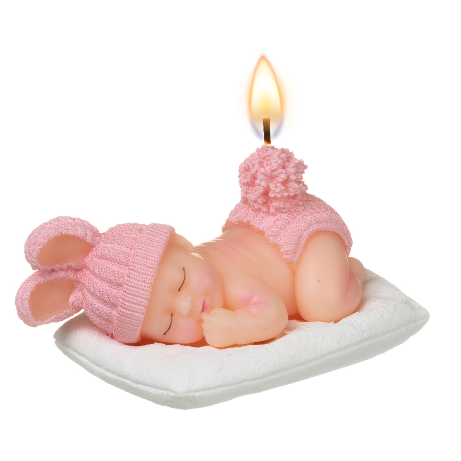 Vela de cumpleaños rosa, vela de decoración de pastel de bebé durmiendo para fiesta, baby shower, adorno de lugar de boda, celebraciones de festivales