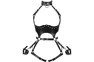Leather Lingerie Waist Garter Punk Full Body Harness Cage Chest Strap for Women