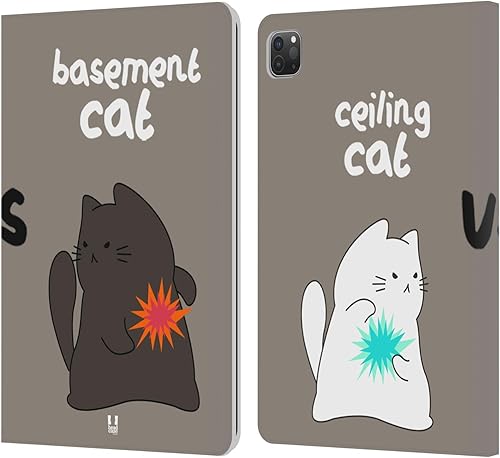 Miniatura 50 de Head Case Designs Ceiling Cat Saves Vanilla Ceiling Cat Vs Basement Cat Leather Wallet Case Compatible with Apple iPad Air 2 (2014) Gato de techo
