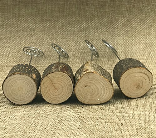 Rustic Table Number Holders Real Wood Base Wedding Table Number Stands Party Decoration Wood Place Card Holders Picture Memo Note Photo Clip Holder (20pcs Table Number Holders) - Thumbnail 5