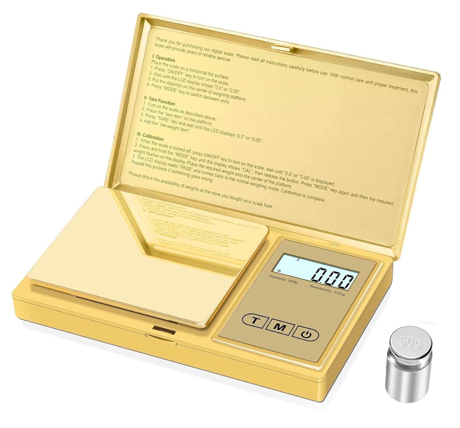 Cason Digital Pocket Scale for Gold Jewellery, Portable Mini Weighing Machine with 0.01G to 200G Precision, Small Grams Measuring Scale for Jewellery, with Auto Calibration, Tare Function(Gold)-image-37