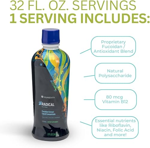 Miniatura 4 de Youngevity ZRadical Fucoidan - Extracto orgánico de Fucoidan Maritech y Cofactores (Vitamina C, B12, B6, Dragonfruit, Wolfberry, Cardo de leche)
