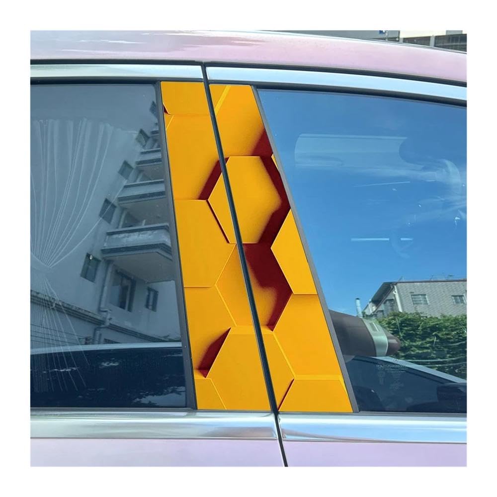 Body Parts 2pcs Honeycomb Bee Car Center Pillar Sticker B-Pillar Protective Film Decoration Decals(E)